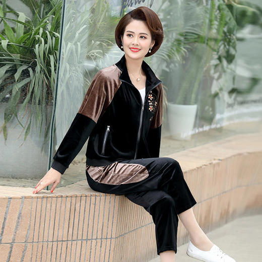 YCE-2016春季大码运动装金丝绒两件套 商品图1