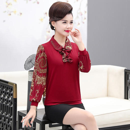 XXJ-A955CEZ2022春季新款大码长袖印花显瘦短款打底衫 商品图3