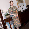 ZA-新款气质仿香云纱短袖低领旗袍 商品缩略图2