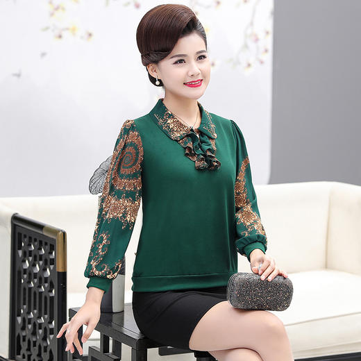 XXJ-A955CEZ2022春季新款大码长袖印花显瘦短款打底衫 商品图2