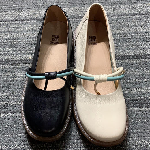 2020西村名物新款圆头低跟舒适牛筋底女单鞋X20AE16971 商品图0