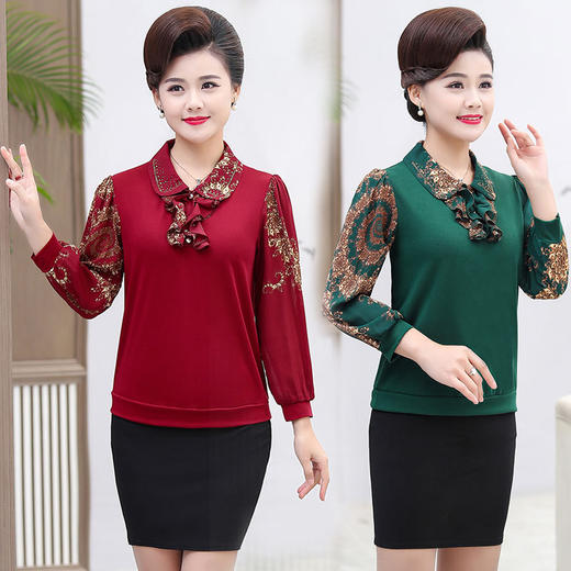 XXJ-A955CEZ2022春季新款大码长袖印花显瘦短款打底衫 商品图0