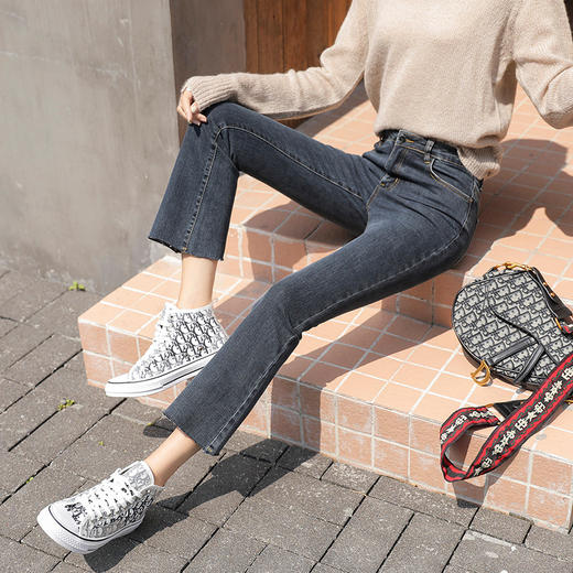 牛仔裤女春装高腰宽松阔腿显瘦学生九分cec直筒女裤子 商品图3