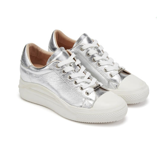 西村名物女鞋2019秋新款时尚舒适内增高银白色女小白鞋X29CM30611 商品图2