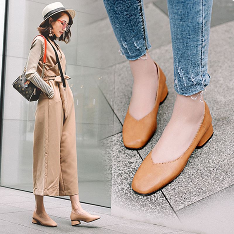 【经典复古风】方头奶奶鞋 粗跟单鞋