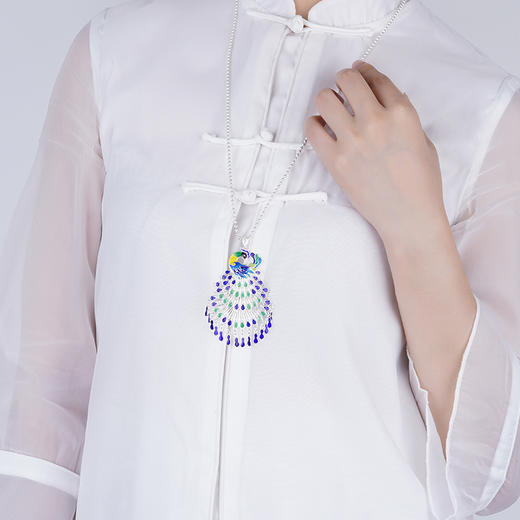 【翠羽】子佩集S990银花丝孔雀吊坠【WBCSKQDZ】 (不含链)珐琅彩花丝2303 商品图5