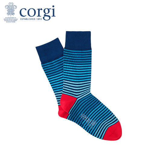 CORGI柯基英国进口秋冬季男女同款长袜细条纹手工针织袜子商务中长筒袜 商品图0
