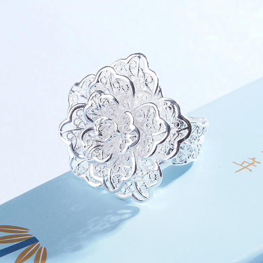 子佩集S990银牡丹戒指【MD11】花丝花丝203 商品图2
