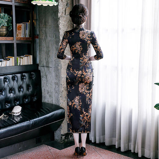 上海旗袍厂WX-1998新款七分袖真丝旗袍 日常改良重磅真丝旗袍高档连衣裙 商品图4