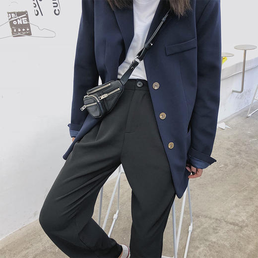 春秋西装裤女直筒垂感高腰显瘦前男友大长腿黑色阔腿拖地休闲长裤女裤子 商品图2