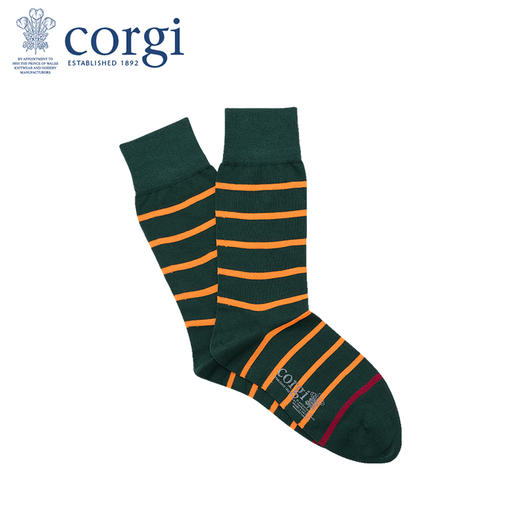 CORGI柯基英国进口袜子条纹装饰亲肤透气精梳棉中筒长袜薄款 商品图0