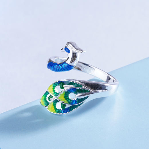 子佩集S925银【雀之灵】孔雀戒指【YH8400032】珐琅彩孔雀203 商品图9
