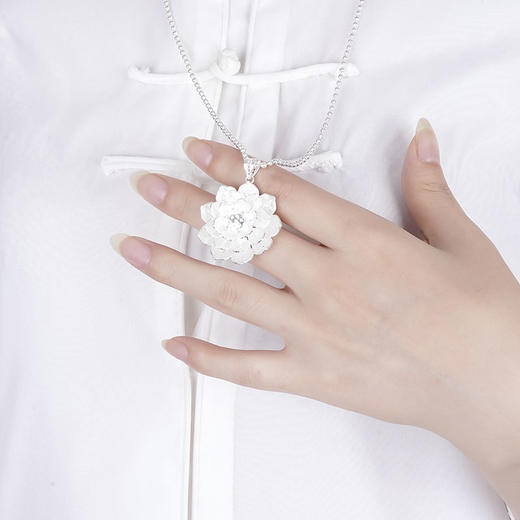 S990银荷花吊坠【QBLSH-24】 (不含链)花丝203 商品图2