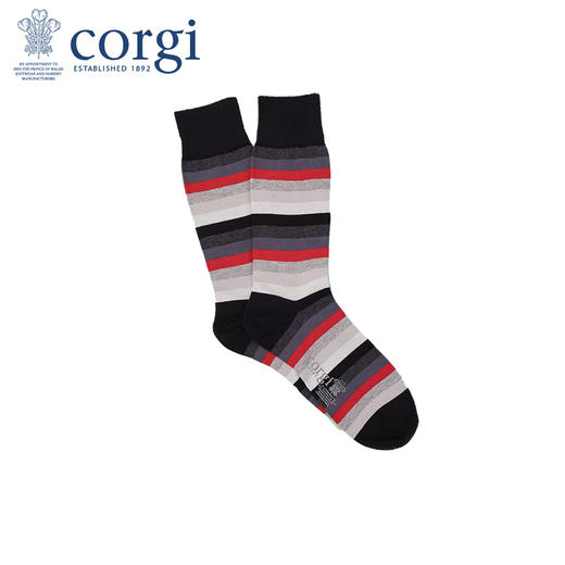 CORGI柯基英国进口男女条纹精梳棉袜撞色条纹薄款潮流中筒长袜子 商品图1