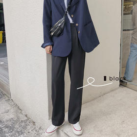 春秋西装裤女直筒垂感高腰显瘦前男友大长腿黑色阔腿拖地休闲长裤女裤子