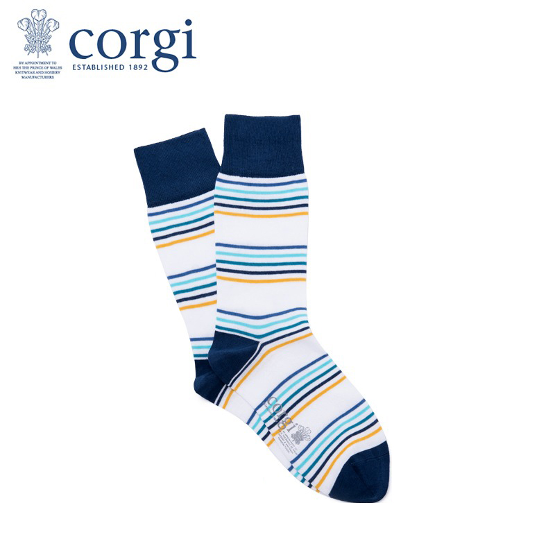 CORGI英国进口男女同款王室御用品牌条纹中筒袜精梳棉春秋季薄款袜子