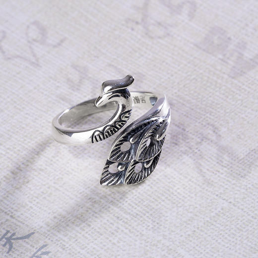 子佩集S990银孔雀戒指【LJJ031】仿古203 商品图0