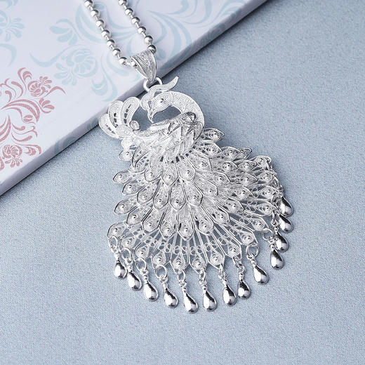 子佩集S990银花丝孔雀吊坠【KLBSKQDZ】 (不含链)花丝203 商品图1