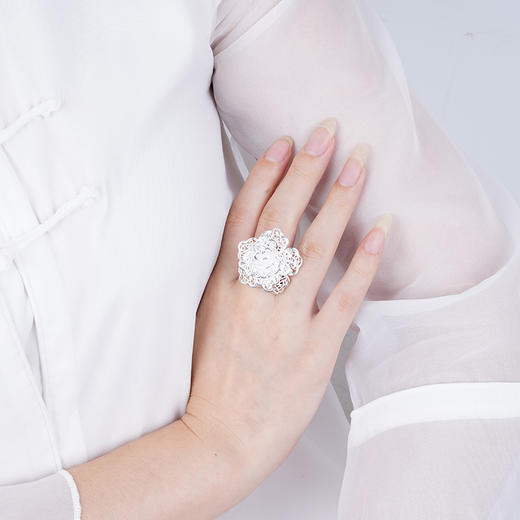子佩集S990银牡丹戒指【MD11】花丝花丝203 商品图3