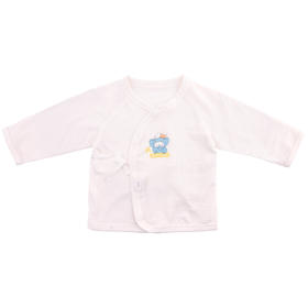 棉果果夏季提花莫代尔新生儿有机棉纱纯白色偏襟上衣半背衣M201111420225