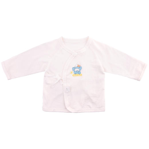 棉果果夏季提花莫代尔新生儿有机棉纱纯白色偏襟上衣半背衣M201111420225 商品图0