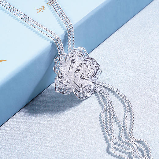 子佩集S990银玫瑰套链项链【XLM01】花丝203 商品图0