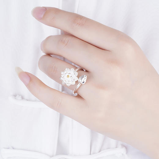 【采莲曲】子佩集S990银莲花戒指【YH6400001-5】可转动2108 商品图3