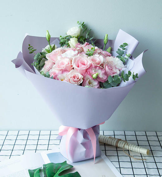 爱之声   粉佳人玫瑰9枝，粉色桔梗搭配制作（1957） 商品图0