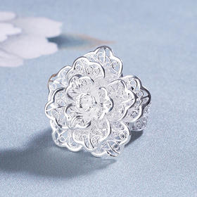 子佩集S990银牡丹戒指【MD11】花丝花丝203