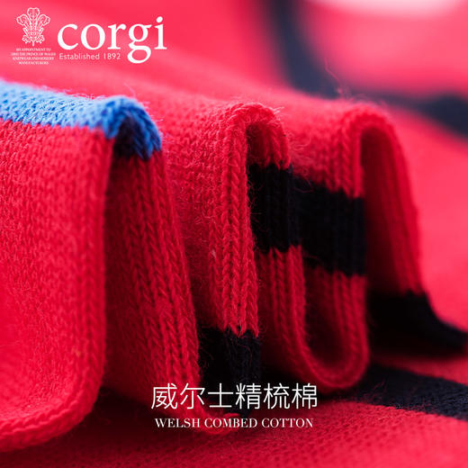 CORGI柯基英国进口袜子条纹装饰亲肤透气精梳棉中筒长袜薄款 商品图2