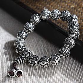 【六字箴言】子佩集S990银真言手串【多规格】仿古手链203