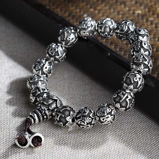 【六字箴言】子佩集S990银真言手串【多规格】仿古手链203 商品图0