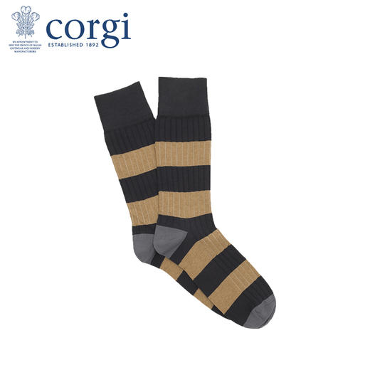 CORGI柯基英国进口男士袜日系暖色调精梳棉薄款条纹间隔中长筒袜 商品图0