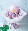 浓情蜜语     深粉雪山或苏醒粉玫瑰9枝，浅紫色紫罗兰6枝（1946） 商品缩略图0