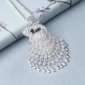 子佩集S990银花丝孔雀吊坠【KLBSKQDZ】 (不含链)花丝203