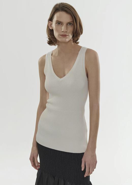 TOTEME   米白/黑色/橘色NICE V领螺旋针织背心 商品图5