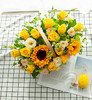 天天开心    向日葵2枝，金枝玉叶玫瑰13枝，桔梗，栀子叶，黄莺搭配，精美花篮一个（1955） 商品缩略图0