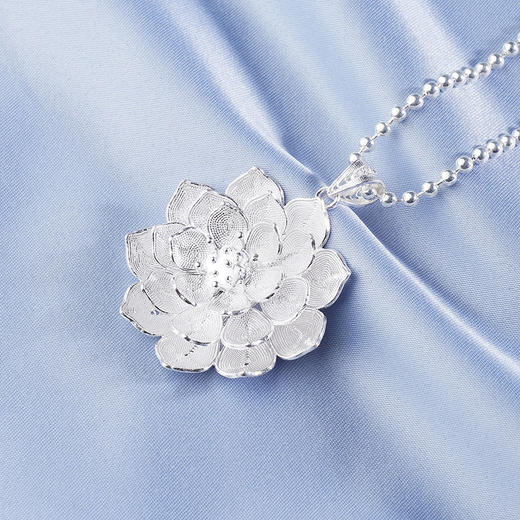 S990银荷花吊坠【QBLSH-24】 (不含链)花丝203 商品图0