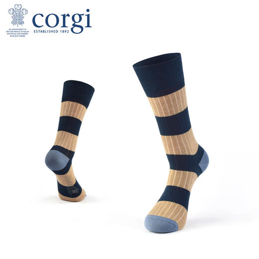CORGI柯基英国进口男士袜日系暖色调精梳棉薄款条纹间隔中长筒袜 商品图1