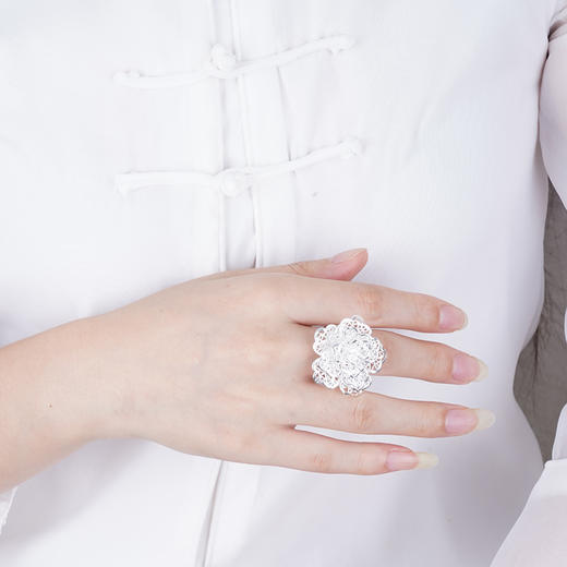 子佩集S990银牡丹戒指【MD11】花丝花丝203 商品图4