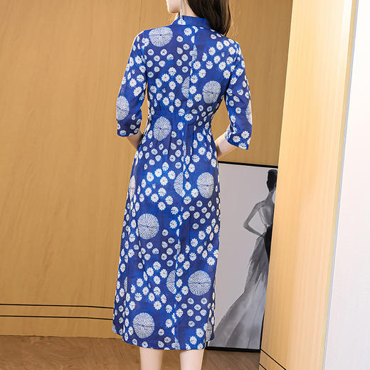 NYT  36125印花苎麻连衣裙时尚五分袖 商品图3