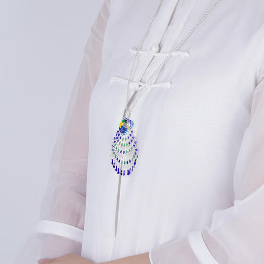 【翠羽】子佩集S990银花丝孔雀吊坠【WBCSKQDZ】 (不含链)珐琅彩花丝2303 商品图6