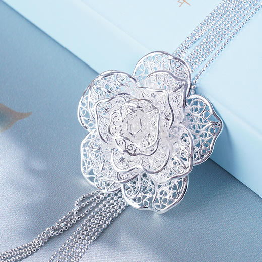 子佩集匠人S990银玫瑰套链项链【XLM02】花丝花丝203 商品图1