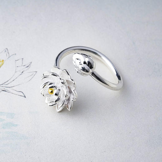 【采莲曲】子佩集S990银莲花戒指【YH6400001-5】可转动2108 商品图7