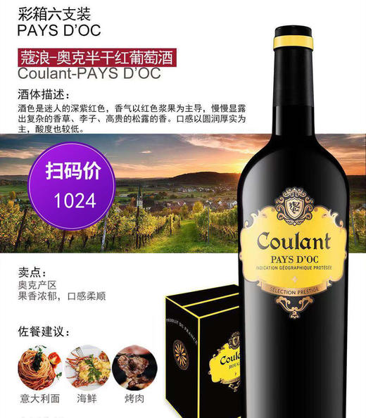 【会员秒杀】法国黄蔻干红葡萄酒/法国原瓶原装/750ml 商品图0