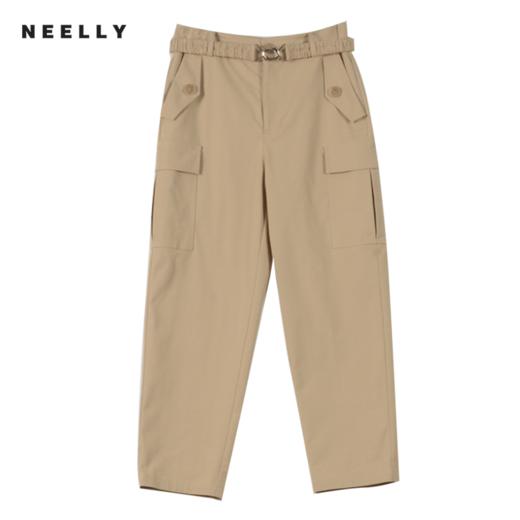 NEELLY春新款配腰带纯棉工装风宽松休闲长裤女N082001AH038 商品图4