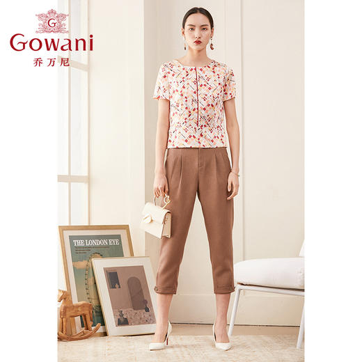 乔万尼春夏时尚减龄19mm真丝几何印花单上衣小衫ES2C151 商品图1