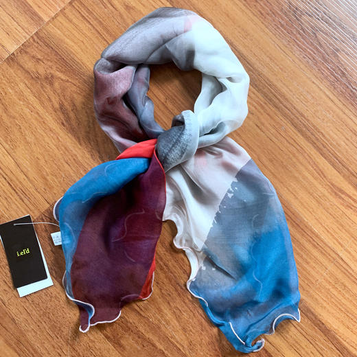 ield品牌 出口韩国 桑蚕丝（雪纺）时尚印花卷边方巾 商品图0