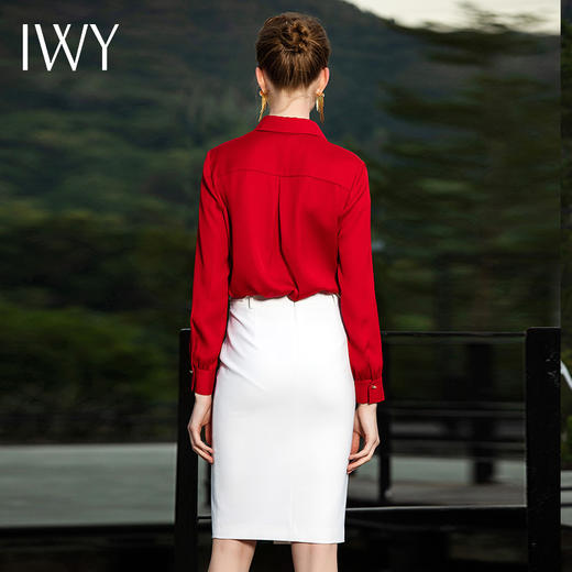 IWY/红色衬衫白色半裙直筒裙201059BS1 商品图3
