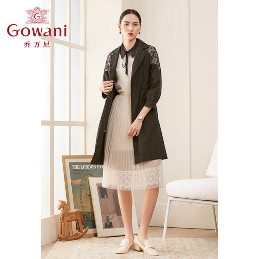 乔万尼肩部蕾丝拼接中长款风衣外套ES1A030 商品图2